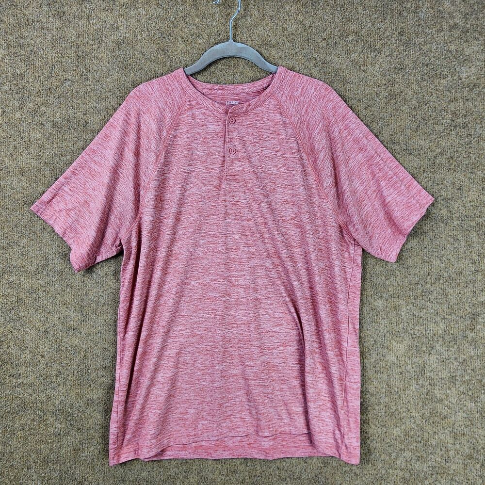 J. Crew Performance Men Men Henley T-Shirt Raglan Pink Heathering Large Stretch